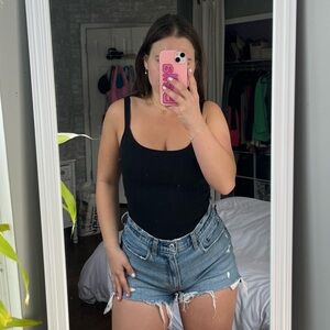 Abercrombie Black Soft AF Ribbed Bodysuit